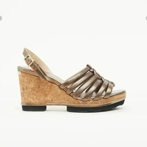 Jimmy Choo Gold and Brown Platform Shoes